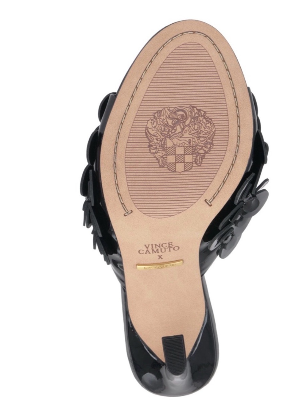 Vince Camuto Black Patent Floral Slingback Heels